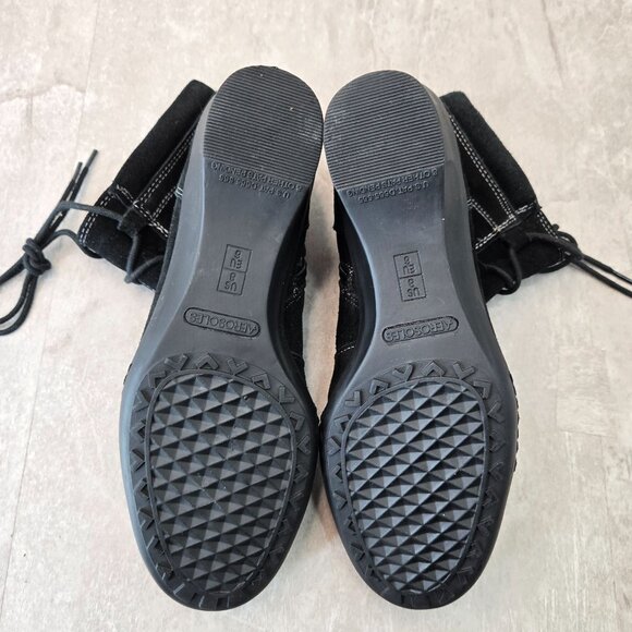 Aerosoles Ankle Boots Wedge 8 Black Suede Victorian Retro Lace Up Comfort Bootie - Picture 7 of 12